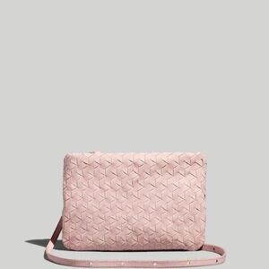 Madewell $128 The Puff Crossbody Bag: Woven Leather Edition blush color